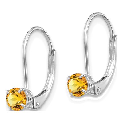 14K White Gold Citrine Leverback Earrings – view 2