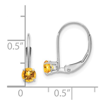 14K White Gold Citrine Leverback Earrings – view 4