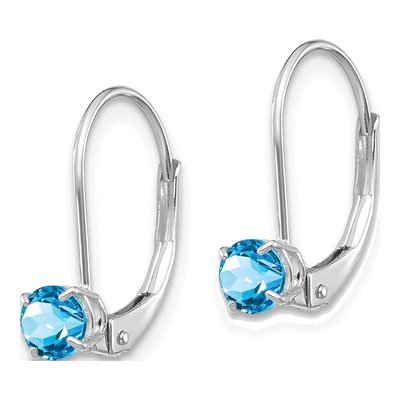 14K White Gold Swiss Blue Topaz Leverback Earrings – view 2