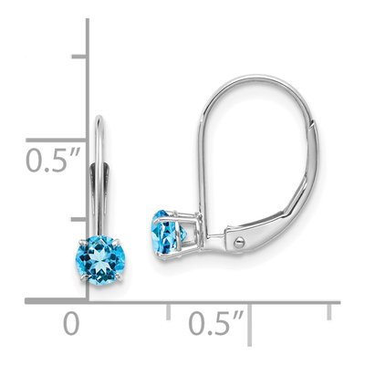 14K White Gold Swiss Blue Topaz Leverback Earrings – view 4