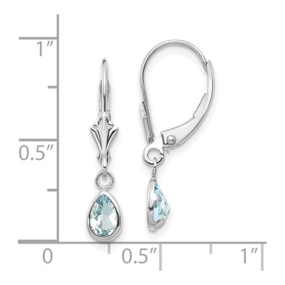 14K White Gold Aquamarine Pear Leverback Earrings – view 4
