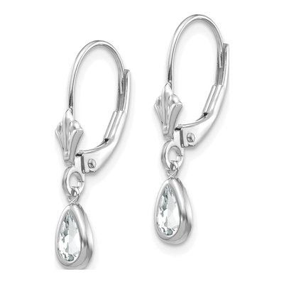 14K White Gold White Topaz Pear Leverback Earrings – view 2