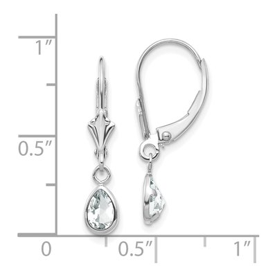 14K White Gold White Topaz Pear Leverback Earrings – view 4