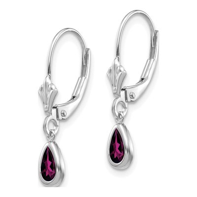 14K White Gold Rhodolite Garnet Leverback Earrings – view 2