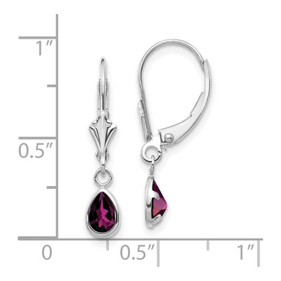 14K White Gold Rhodolite Garnet Leverback Earrings – view 4