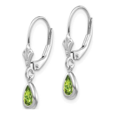 14K White Gold Peridot Leverback Earrings – view 2