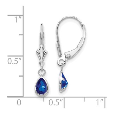 14K White Gold Sapphire Pear Leverback Earrings – view 4