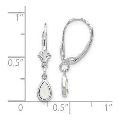 14K White Gold Opal October Leverback Earrings – view 4