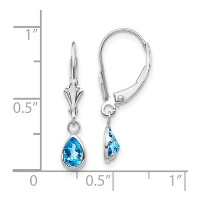 14K White Gold Swiss Blue Topaz Pear Leverback Earrings – view 4