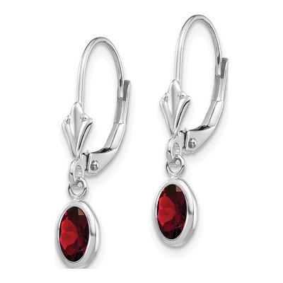14K White Gold Garnet Leverback Earrings – view 2