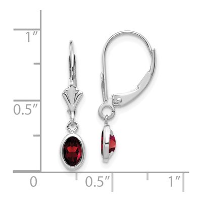 14K White Gold Garnet Leverback Earrings – view 4