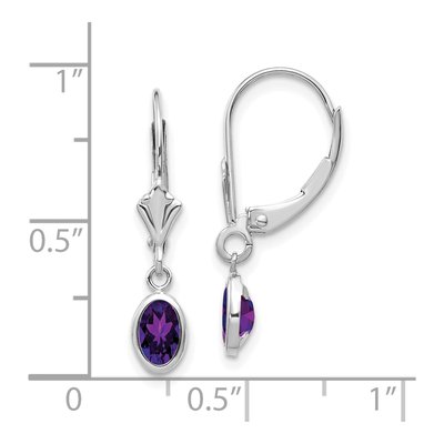 14K White Gold Amethyst Leverback Earrings – view 4