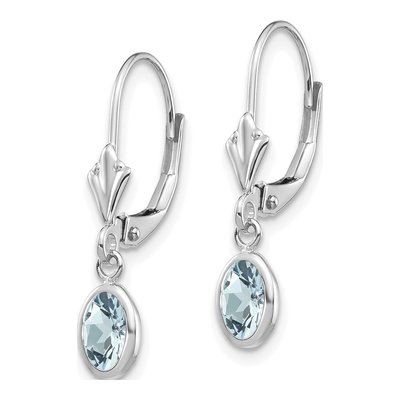 14K White Gold Aquamarine Leverback Earrings – view 2