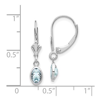 14K White Gold Aquamarine Leverback Earrings – view 4