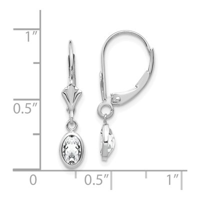 14K White Gold White Topaz Oval Leverback Earrings – view 4