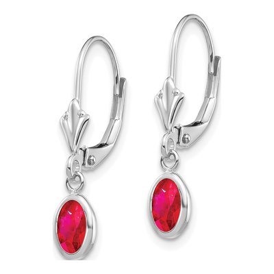 14K White Gold Ruby Leverback Earrings – view 2