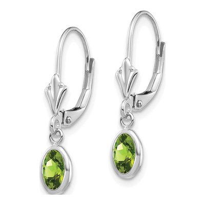 14K White Gold Peridot Leverback Earrings – view 2