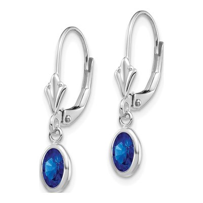 14K White Gold Sapphire Leverback Earrings – view 2