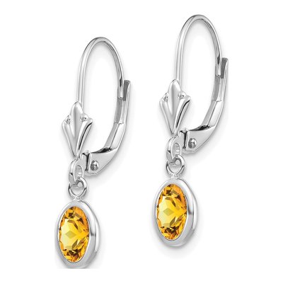 14K White Gold Citrine Leverback Earrings – view 2