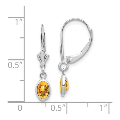 14K White Gold Citrine Leverback Earrings – view 4