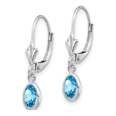 14K White Gold Swiss Blue Topaz Leverback Earrings – view 2