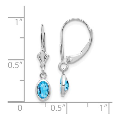 14K White Gold Swiss Blue Topaz Leverback Earrings – view 4