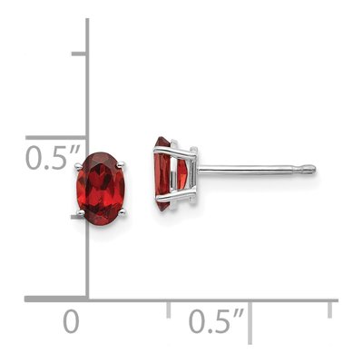 14K White Gold Garnet Oval Stud Earrings – view 4