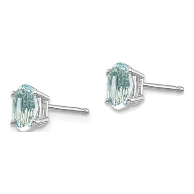 14K White Gold Oval Aquamarine Stud Earrings – view 2