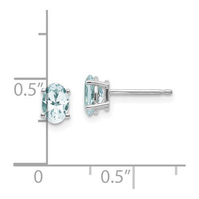 14K White Gold Oval Aquamarine Stud Earrings – view 4