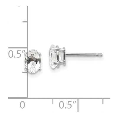 14K White Gold Oval White Topaz Stud Earrings – view 4