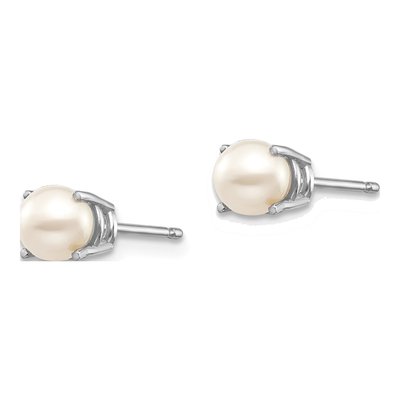 14K White Gold 4.5mm Near Round Freshwater Cultured Pearl Stud Earrings – view 2