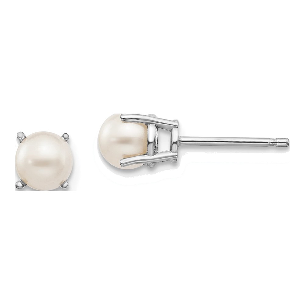 14K White Gold Freshwater Pearl Post Earrings