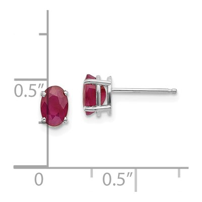 14K White Gold Ruby Oval Stud Earrings – view 4