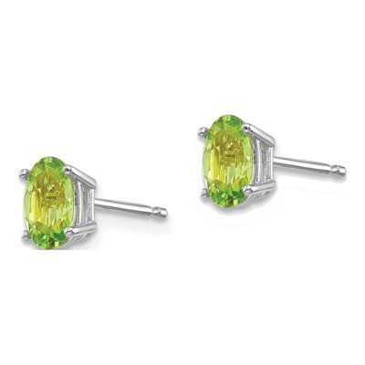 14K White Gold Peridot Oval August Birthstone Stud Earrings – view 3