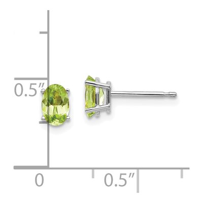 14K White Gold Peridot Oval August Birthstone Stud Earrings – view 5
