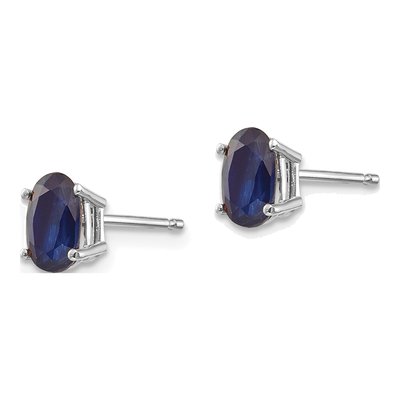 14K White Gold Sapphire Oval Stud Earrings – view 2