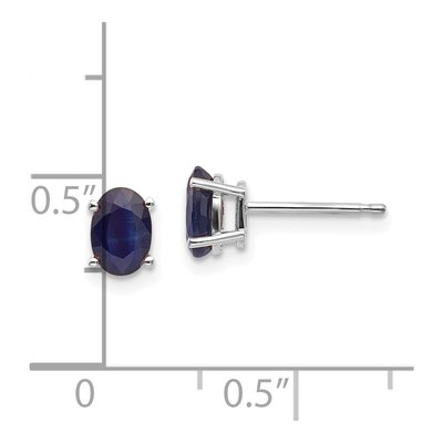14K White Gold Sapphire Oval Stud Earrings – view 4