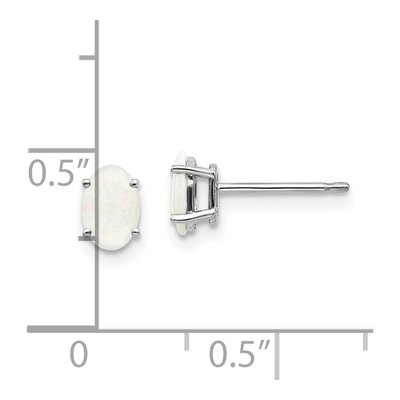 14K White Gold Oval Opal Stud Earrings – view 4