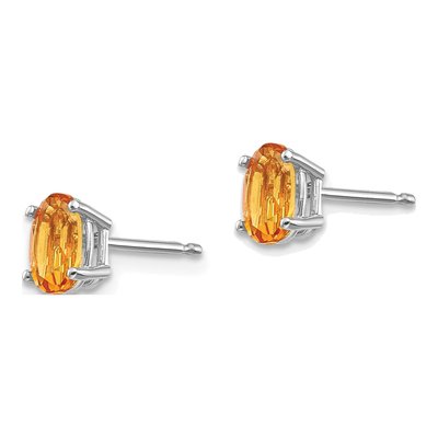 14K White Gold Citrine Oval Stud Earrings – view 3