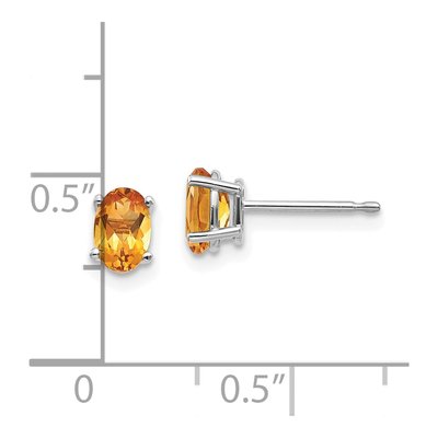 14K White Gold Citrine Oval Stud Earrings – view 5