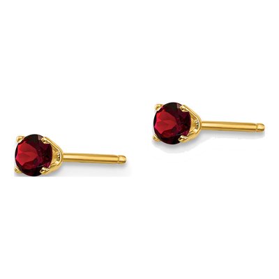 14K Yellow Gold 3mm Round Garnet January Stud Earrings – view 4