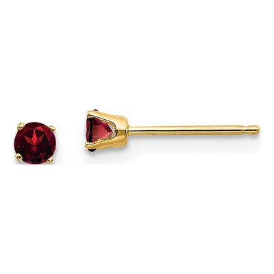 14K Yellow Gold 3mm Round Garnet January Stud Earrings