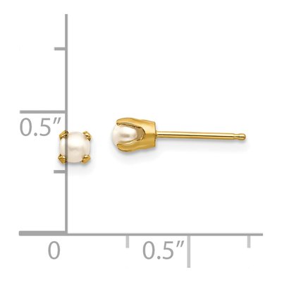14K Yellow Gold 3mm Near Round Freshwater Cultured Pearl Stud Earrings – view 6