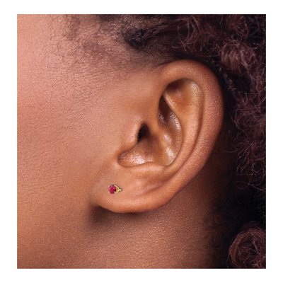 14K Yellow Gold 3mm Round Ruby July Birthstone Stud Earrings – view 5