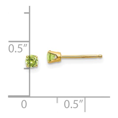 14K Yellow Gold 3mm Round Peridot August Birthstone Stud Earrings – view 6