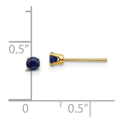 14K Yellow Gold 3mm Round Sapphire September Birthstone Stud Earrings – view 6