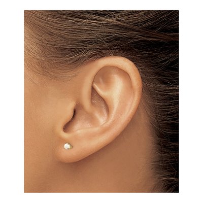 14K Yellow Gold 3mm Round Opal October Birthstone Stud Earrings – view 5