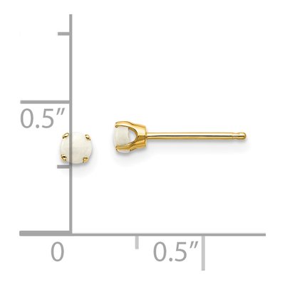 14K Yellow Gold 3mm Round Opal October Birthstone Stud Earrings – view 6