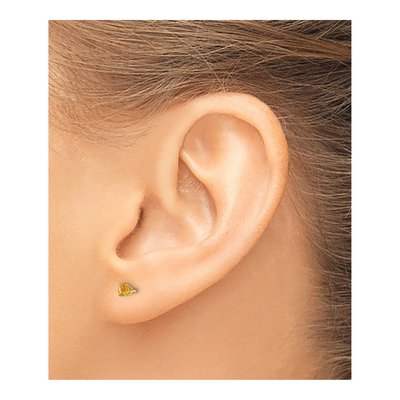 14K Yellow Gold 3mm Round Citrine Stud Earrings – view 5