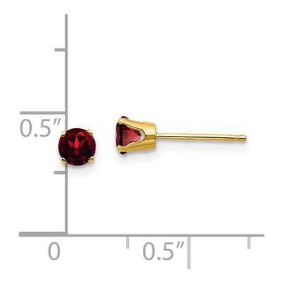 14K Yellow Gold 4mm Round Garnet January Birthstone Stud Earrings – view 5